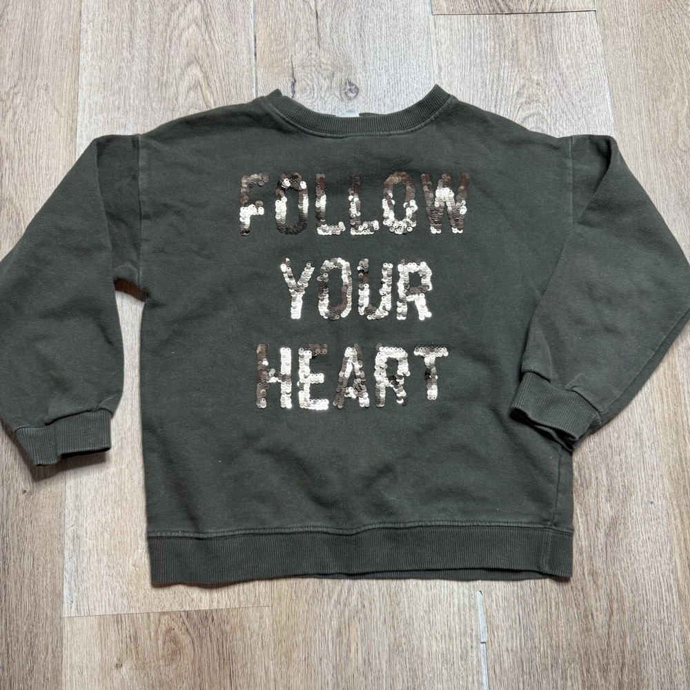 Zara Sequin Kids Sweater Follow Your Heart Size 9